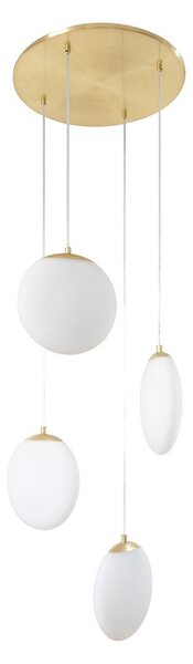 Lampa Wisząca Lucande, Lunelle, ściemnialny, biały, salon, szkło, nowoczesny