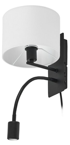 Lampa Ścienna Lindby, Florens, ściemnialny, biały, salon, tkanina | tekstylia, nowoczesny