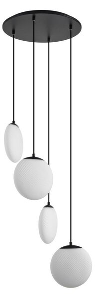 Lampa Wisząca Lucande, Lunelle, ściemnialny, biały, salon, szkło, nowoczesny