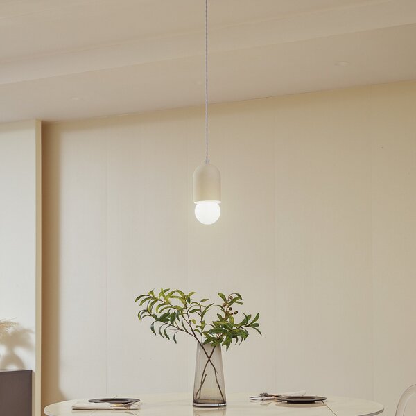 Lampa Wisząca Lindby, Nielson, ściemnialny, biały, salon, gips | glina, nowoczesny