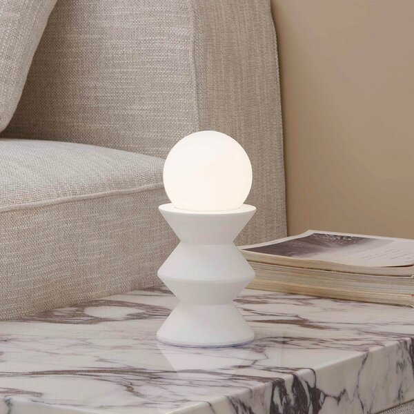Lampa Stołowa Lindby, Nielson, biały, salon, gips | glina, nowoczesny