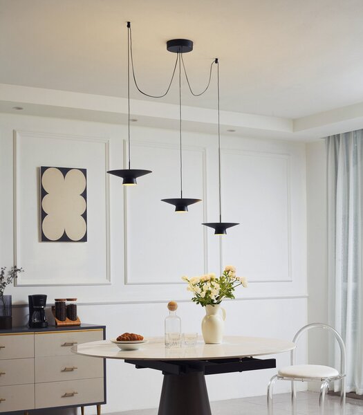 Lampa Wisząca Lindby, Norvind, ściemnialny, czarny, jadalnia, metal, nowoczesny