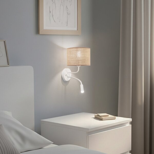 Lampa Ścienna Duolla, Jute, brąz rdzawy, sypialnia, tkanina | tekstylia
