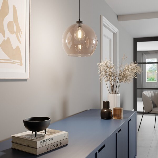Lampa Wisząca TK Lighting, Cubus, ściemnialny, brąz rdzawy, salon, szkło, nowoczesny