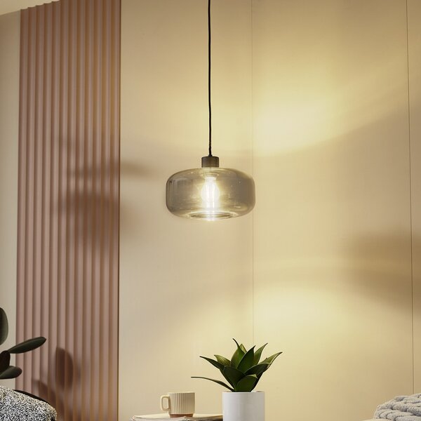 Lampa Wisząca Lindby, Hildur, ściemnialny, szary, salon, szkło
