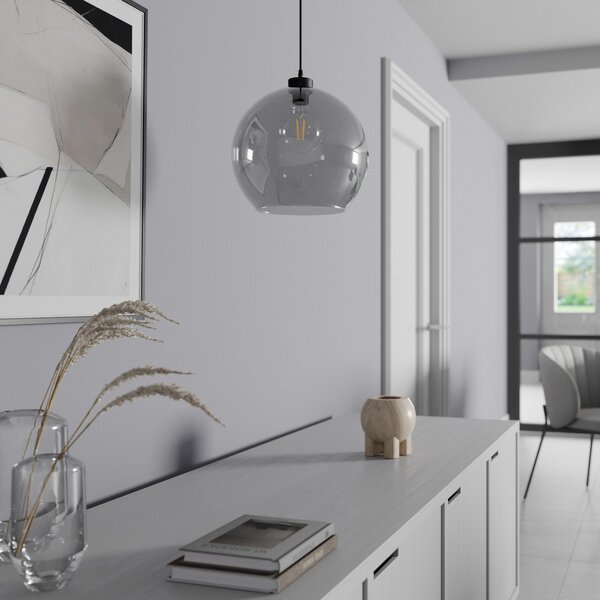 Lampa Wisząca TK Lighting, Cubus, ściemnialny, szary, salon, szkło, nowoczesny