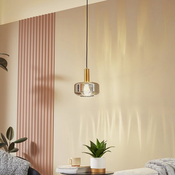 Lampa Wisząca Lindby, Hildur, ściemnialny, szary, jadalnia, szkło