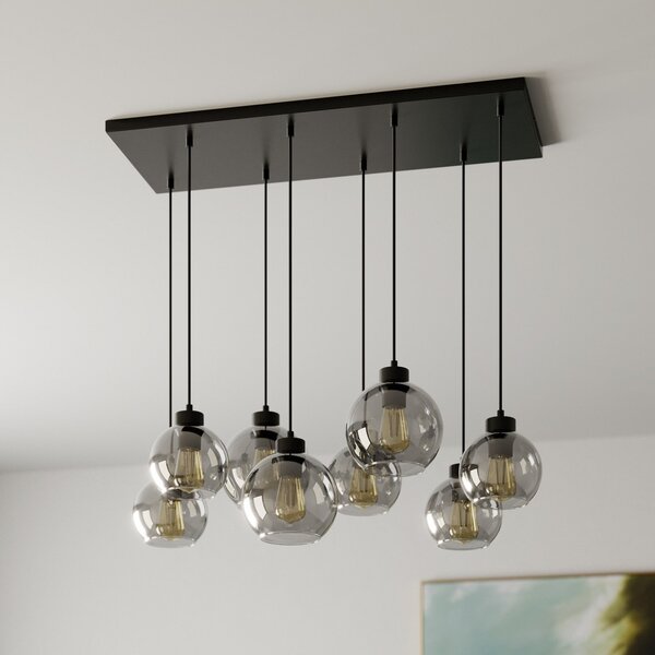 Lampa Wisząca TK Lighting, Cubus, ściemnialny, szary, salon, szkło, nowoczesny