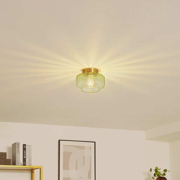 Lampa Sufitowa Lindby, Hildur, ściemnialny, zielony, jadalnia, szkło