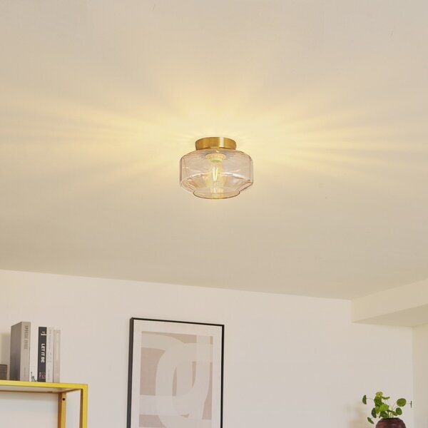Lampa Sufitowa Lindby, Hildur, ściemnialny, brąz rdzawy, jadalnia, szkło