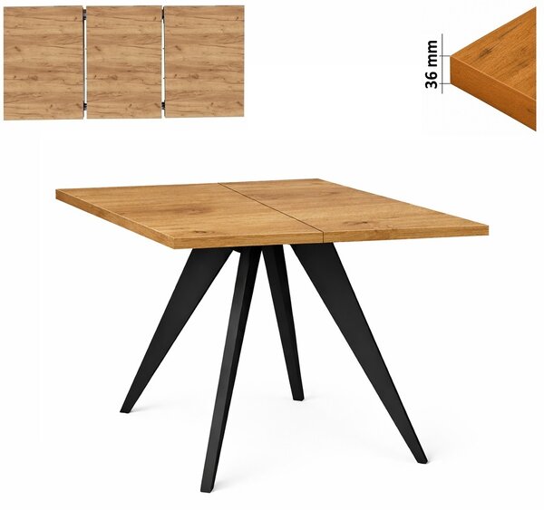 Stół 100/150 cm kwadratowy rozkładany, blat 3,6 cm, nogi Drewniane „ Stożkowe ” I ArtDHome