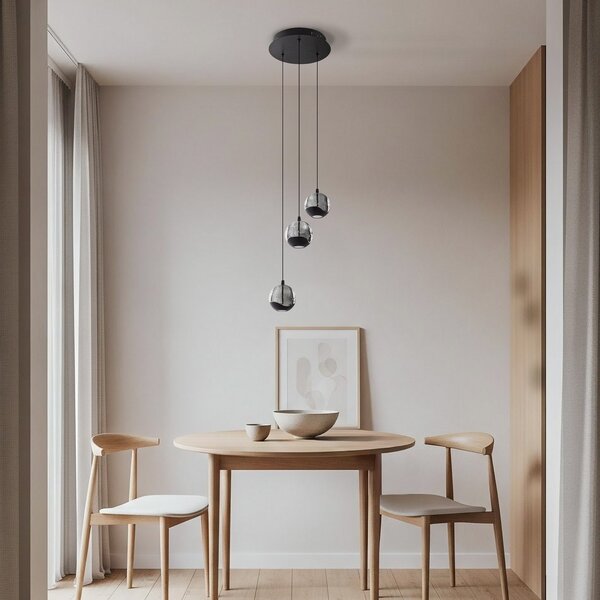 Lampa Wisząca Lucande, Hayley, czarny, salon, szkło, design