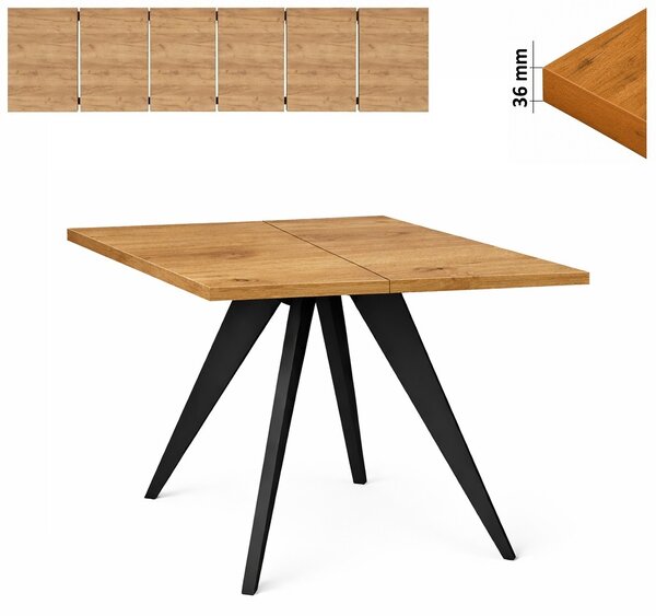 Stół 100/300 cm kwadratowy rozkładany, blat 3,6 cm, nogi Drewniane „ Stożkowe ” I ArtDHome
