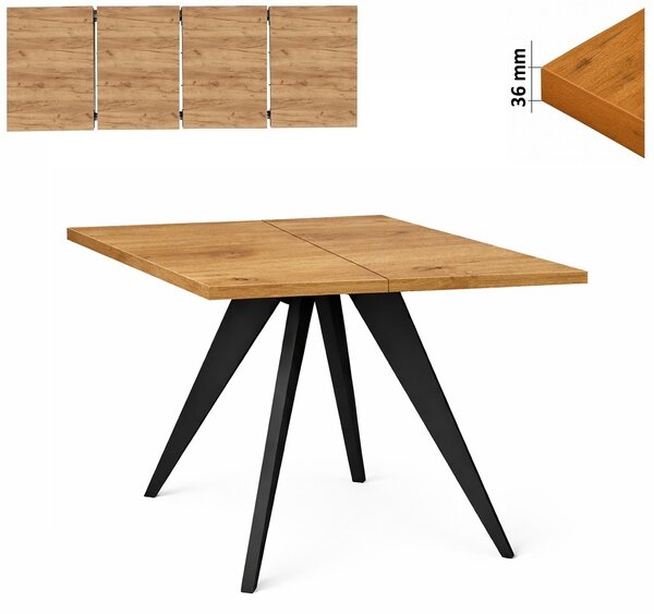 Stół 100/200 cm kwadratowy rozkładany, blat 3,6 cm, nogi Drewniane „ Stożkowe ” I ArtDHome