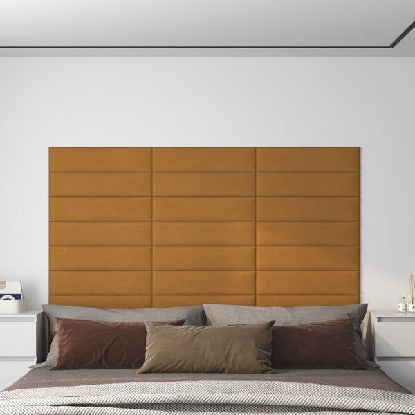 Panele ścienne, 12 szt., brązowe, 60x15 cm, aksamit, 1,08 m²