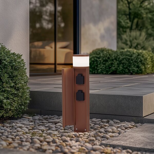 Zewnętrzna Lampa Lucande, Corban, ściemnialny, brąz rdzawy, taras, aluminium, nowoczesny