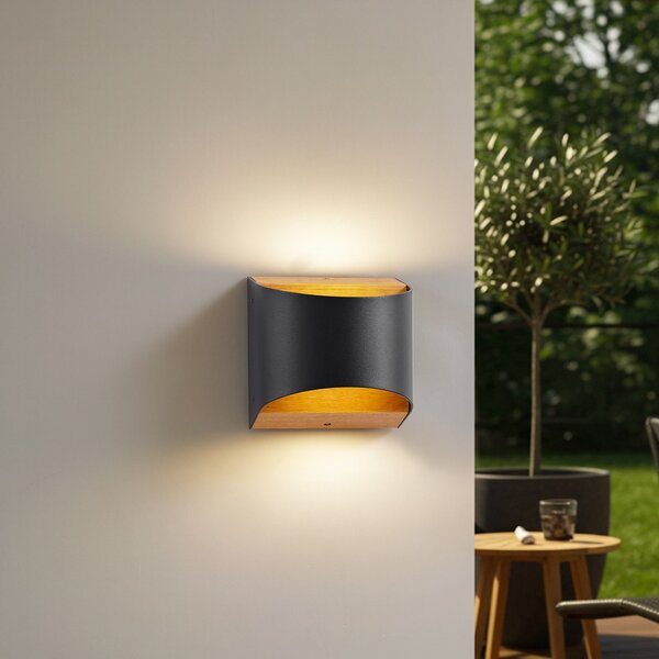 Zewnętrzna Lampa Lindby, Lenore, czarny, balkon, aluminium, nowoczesny