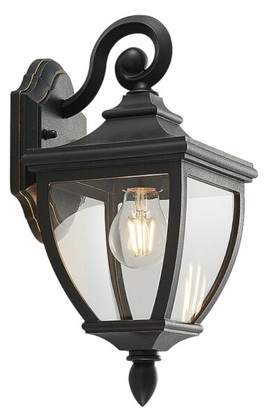 Zewnętrzna Lampa Lindby, Cerys, ściemnialny, czarny, balkon, tworzywo sztuczne, antyczny