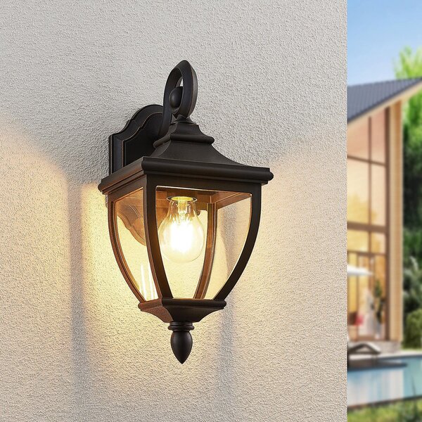 Zewnętrzna Lampa Lindby, Cerys, ściemnialny, czarny, balkon, tworzywo sztuczne, antyczny