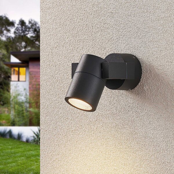Zewnętrzna Lampa Lucande, Kavuna, ściemnialny, czarny, balkon, aluminium, nowoczesny