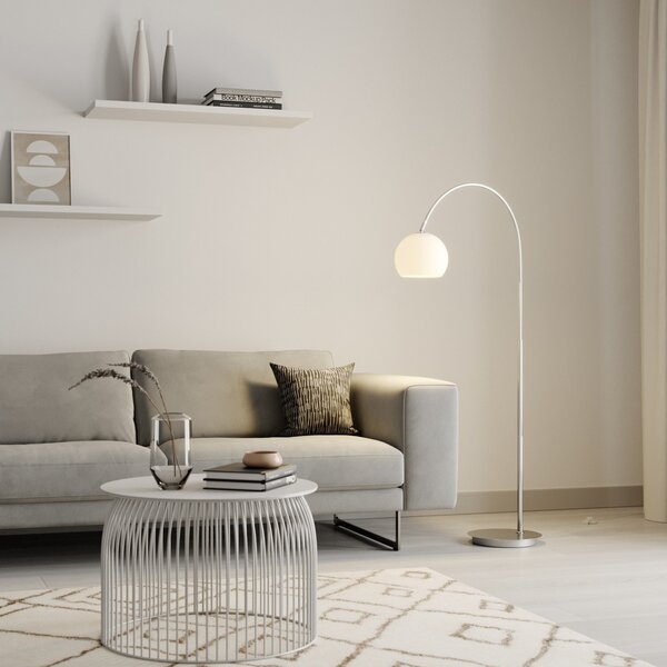 Lampa Podłogowa Lindby, Cynthia, metaliczny, salon, szkło, nowoczesny