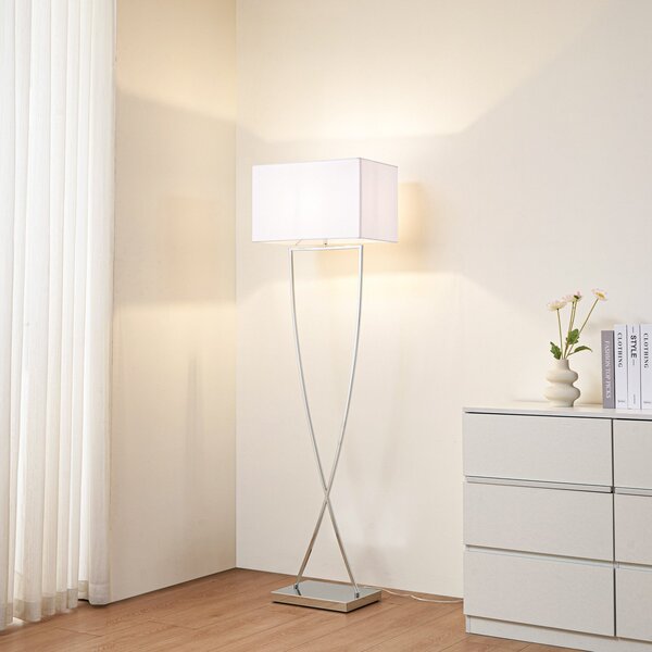 Lampa Podłogowa Lucande, Evaine, biały, salon, metal, nowoczesny