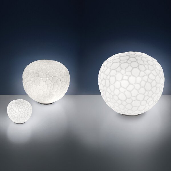 Lampa Stołowa Artemide, Meteorite, ściemnialny, biały, salon, szkło, design