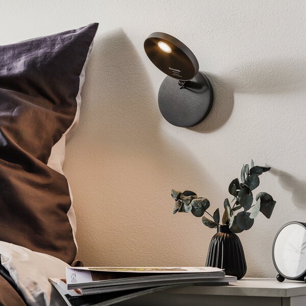 Lampa Ścienna Artemide, Demetra Spotlight, ściemnialny, czarny, salon, metal, design