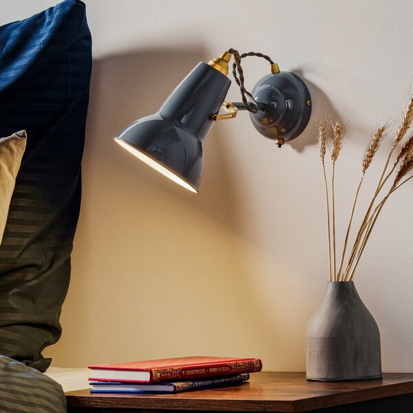 Lampa Ścienna Anglepoise, Original 1227 Brass, ściemnialny, szary, salon, metal, industrialny