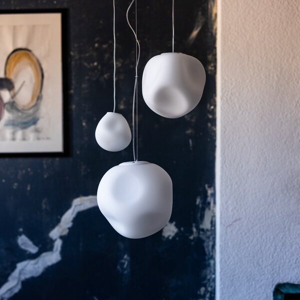 Lampa Wisząca Foscarini, Hoba Media, ściemnialny, biały, salon, szkło, design