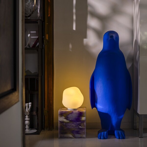 Lampa Stołowa Foscarini, Hoba Media, ściemnialny, biały, salon, szkło, design