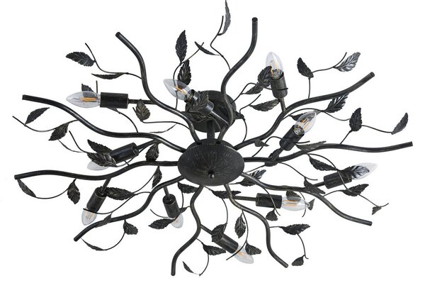 Lampa Sufitowa Lindby, Yos, ściemnialny, czarny, sypialnia, metal, florentyński