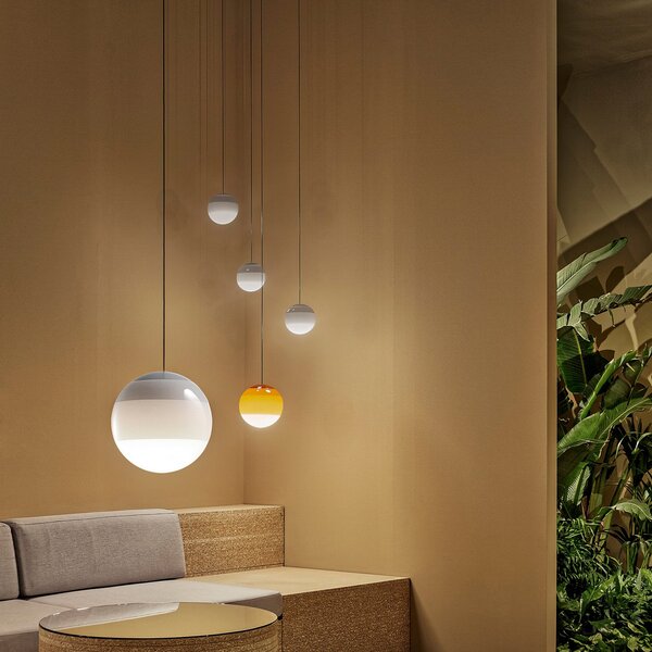 Lampa Wisząca MARSET, Dipping Light, ściemnialny, biały, salon, szkło, design