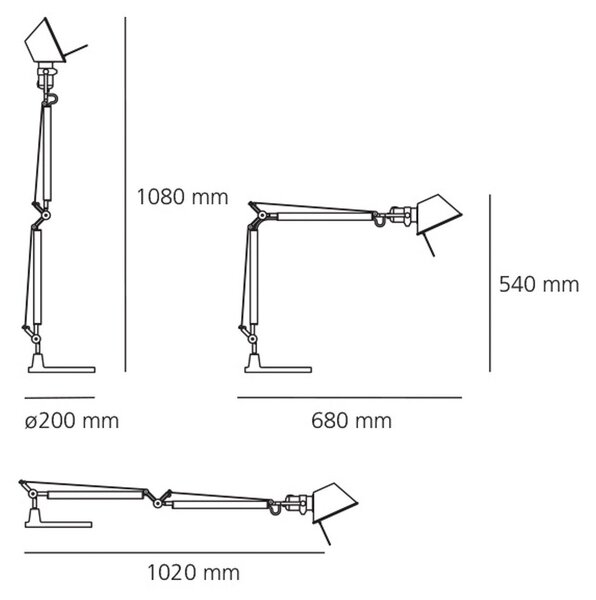 Lampa Stołowa Artemide, Tolomeo Mini, ściemnialny, metaliczny, salon, metal, design