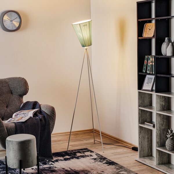 Lampa Podłogowa Northern, Oslo Wood, ściemnialny, biały, salon, tkanina | tekstylia, design