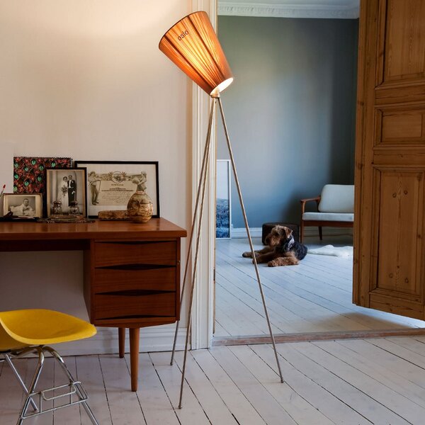 Lampa Podłogowa Northern, Oslo Wood, ściemnialny, beżowy, salon, tkanina | tekstylia, design