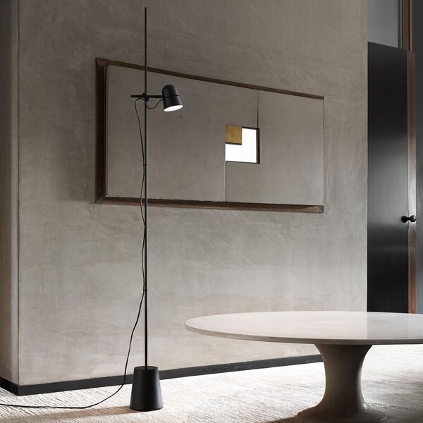 Lampa Podłogowa Luceplan, Counterbalance, ściemnialny, czarny, salon, metal, design