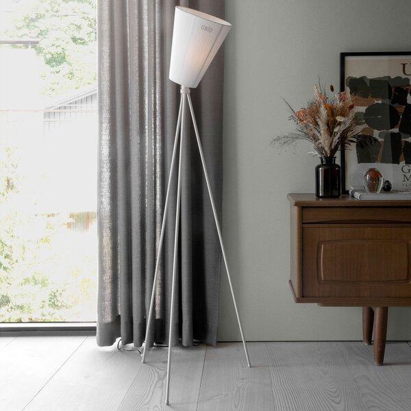 Lampa Podłogowa Northern, Oslo Wood, ściemnialny, biały, salon, tkanina | tekstylia, design