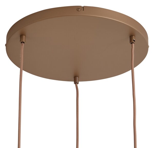 Lampa wisząca retro ciemny brąz z bursztynowymi kloszami 3-punktowa - Smokey