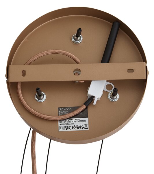 Lampa wisząca retro ciemny brąz z bursztynowym szkłem - Barb