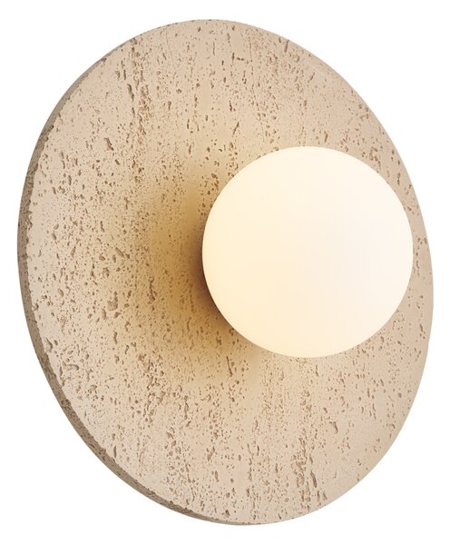 Lampa ścienna Japandi okrągła z kamienia naturalnego ze szkłem opalowym - Josie
