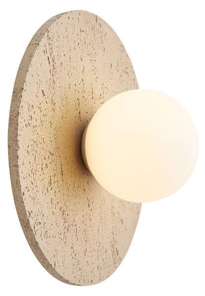 Lampa ścienna Japandi okrągła z kamienia naturalnego ze szkłem opalowym - Josie