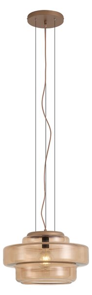 Lampa wisząca retro ciemny brąz z bursztynowym szkłem - Barb