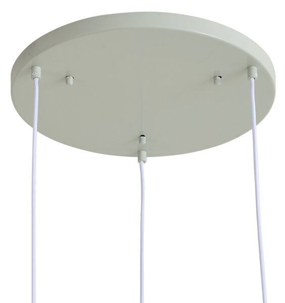 Lampa wisząca Japandi biała z organicznym jasnym zielonym kloszem 3-punktowa - Moonstone