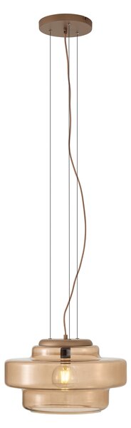 Lampa wisząca retro ciemny brąz z bursztynowym szkłem - Barb