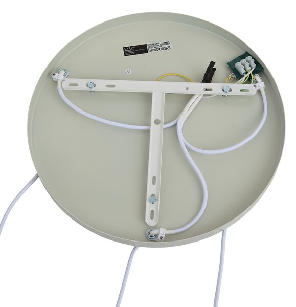 Lampa wisząca Japandi biała z organicznym jasnym zielonym kloszem 3-punktowa - Moonstone