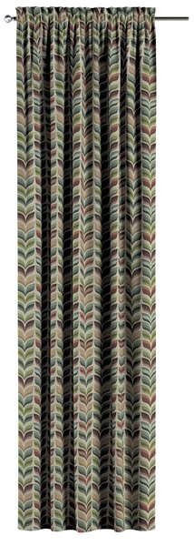 Zasłona na kanale z grzywką 1 szt. kolor zielony tkanina strukturalna, wzorzysta