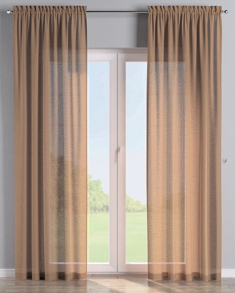 Zasłona na kanale z grzywką 1 szt. kolor brązowy tkanina strukturalna