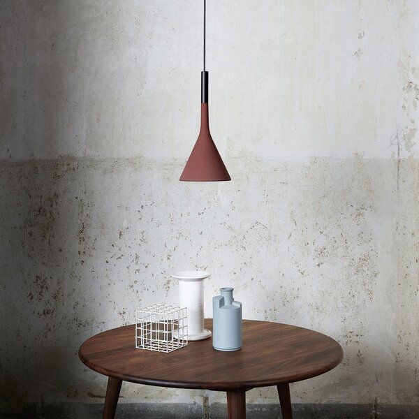Lampa Wisząca Foscarini, Aplomb, ściemnialny, czerwony, kuchnia, beton, design