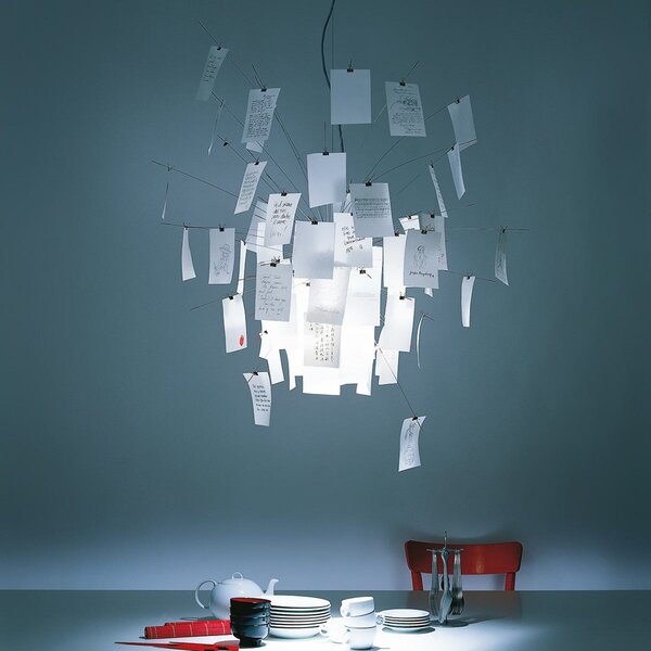 Lampa Wisząca Ingo Maurer, Zettel'z 6, ściemnialny, biały, salon, papier | karton, design